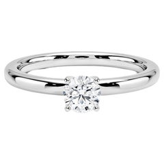 Bague à 4 griffes en or blanc 14 carats avec diamants ronds de 0,25 carat			