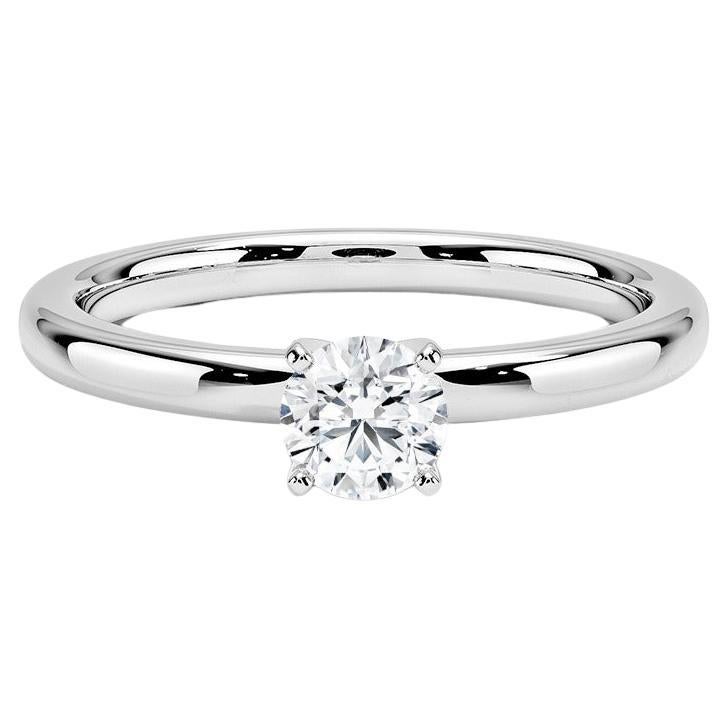 0.25 Carat Round Diamond 4-Prong Ring in 14k White Gold For Sale
