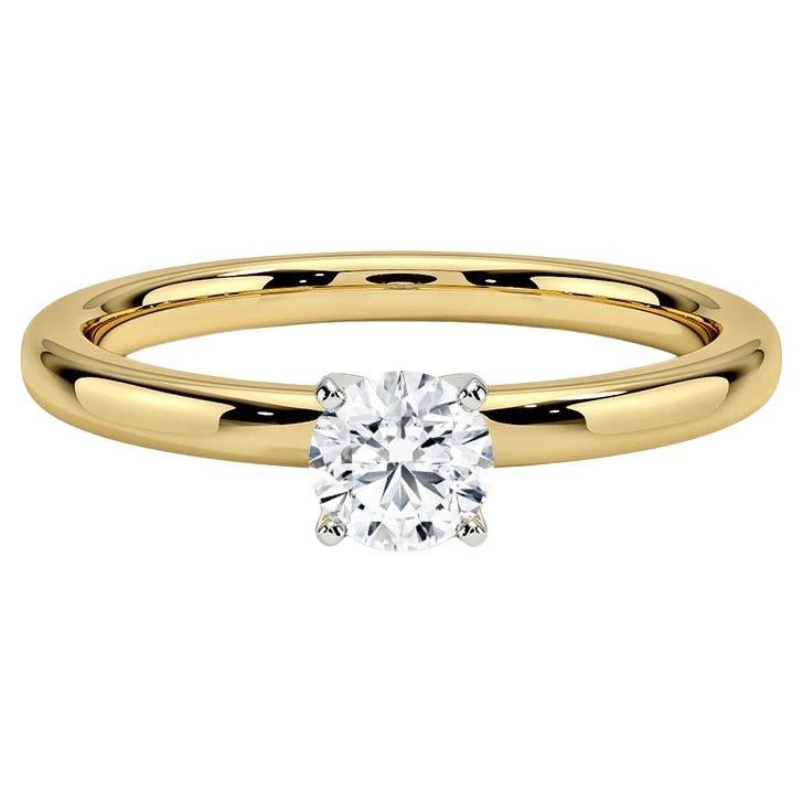 0.25 Karat runder Diamant-Ring mit 4 Zacken aus 14k Gelbgold