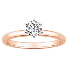 Bague à 6 griffes en or rose 14 carats avec diamants ronds de 0,25 carat			