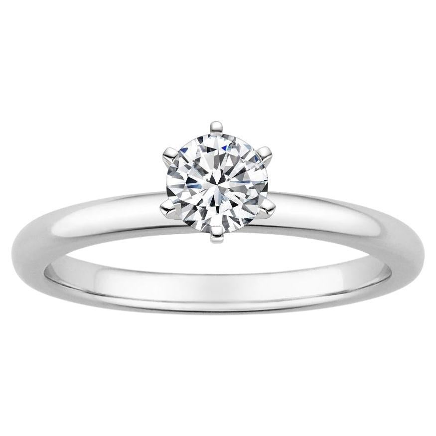 0.25 Carat Round Diamond 6-Prong Ring in 14k White Gold For Sale
