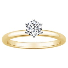 0,25 Karat runder Diamant-Ring mit 6 Zacken aus 14k Gelbgold