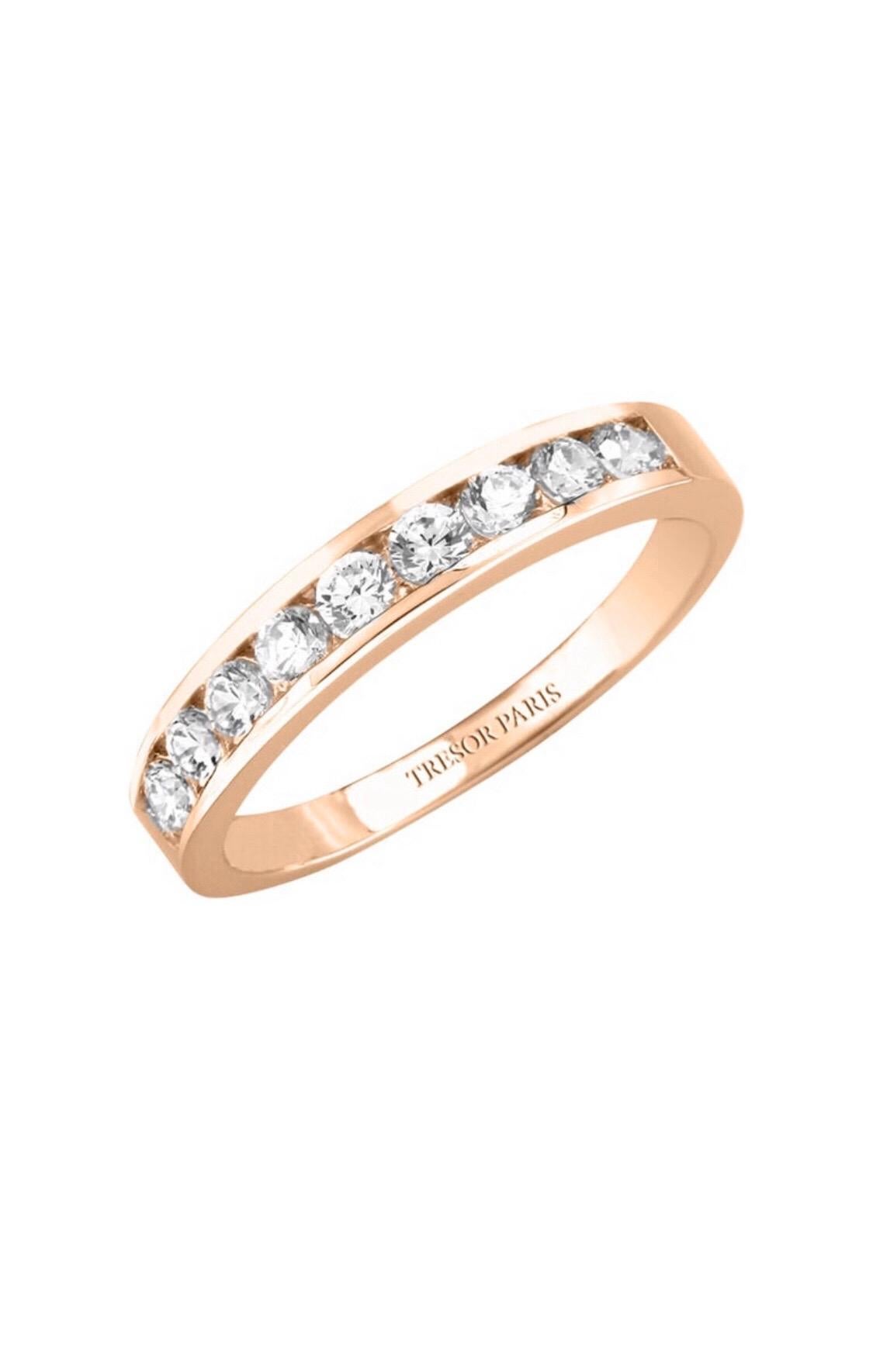 Moderne Anneau d'éternité en or rose 18 carats avec demi-anneau serti de diamants ronds de 0,25 carat en vente