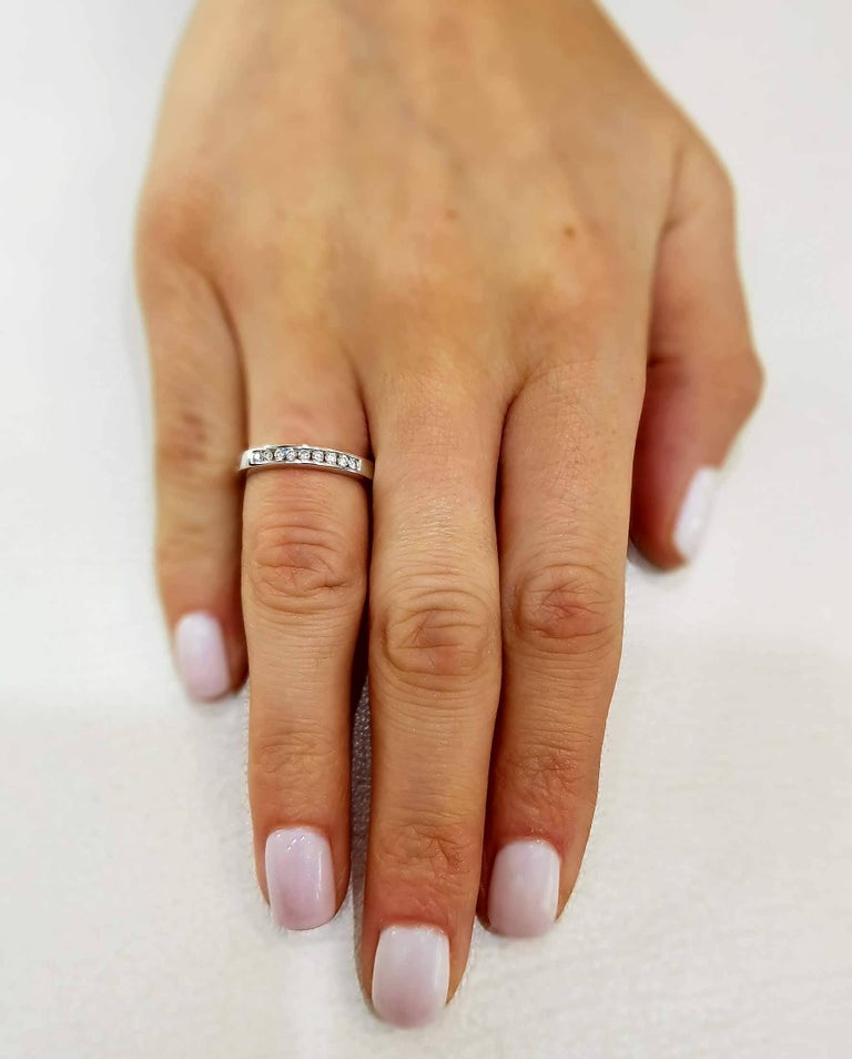 Channel Set Round Diamond (0.25ct) Half Set 18ct White Gold Flat 3.5mm Ring