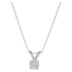 0.25 Carat Round Diamond Solitaire Pendant 14K White Gold Timeless Elegance