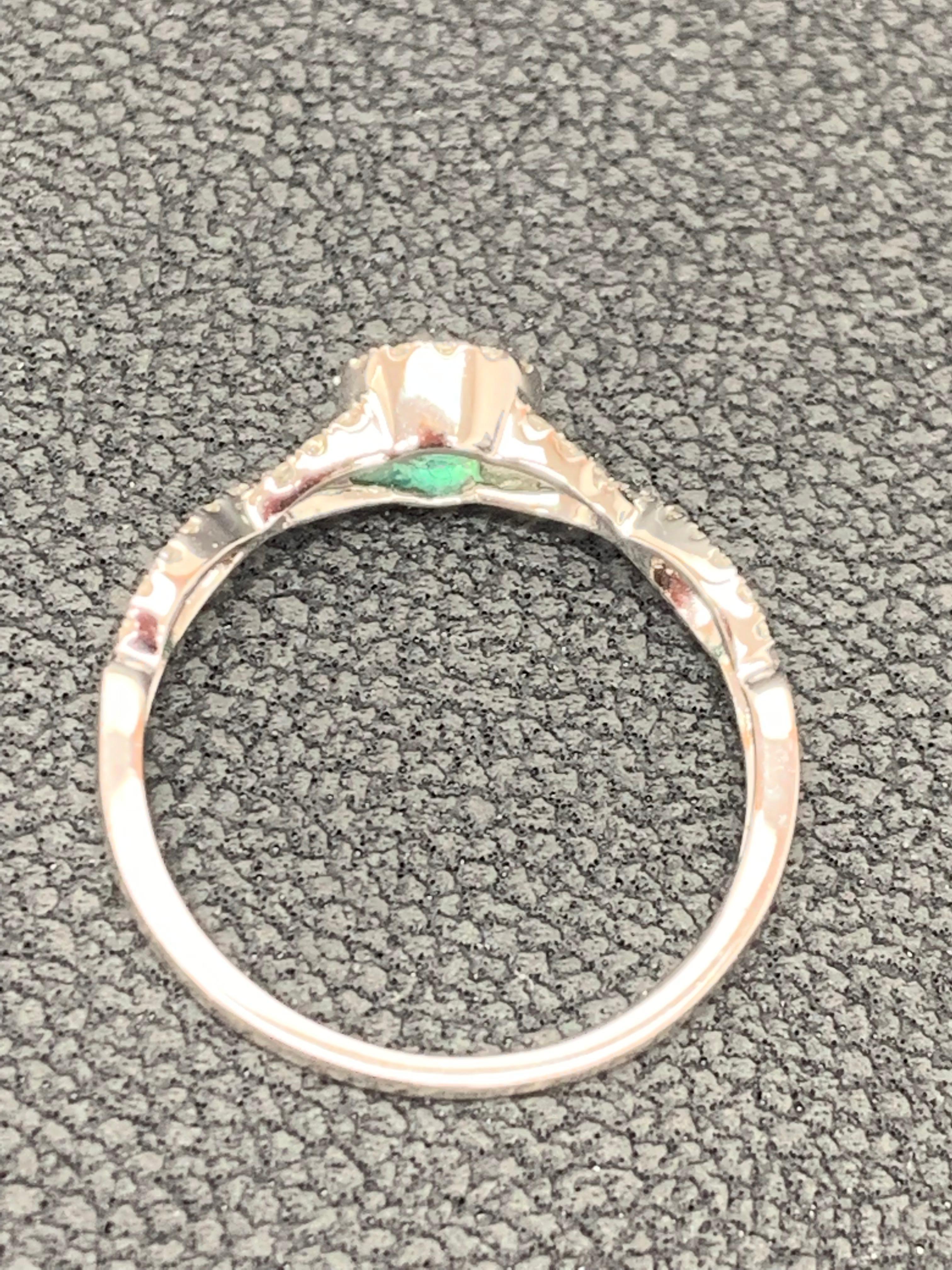 0.25 Carat Round Emerald Fashion Ring in 14K White Gold For Sale 6