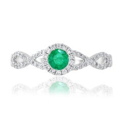 0.25 Carat Round Emerald Fashion Ring in 14K White Gold