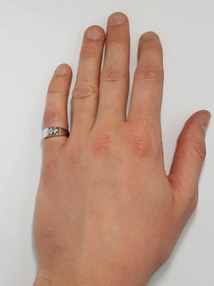0.25 Carat Round White Diamond 18 KT White Gold Men's Signet Ring