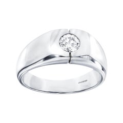 0.25 Carat Round White Diamond 18 KT White Gold Men's Signet Ring