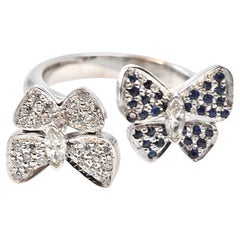 0.25 Carat Sapphire and Diamond 14 Karat White Gold Butter Fly Ring