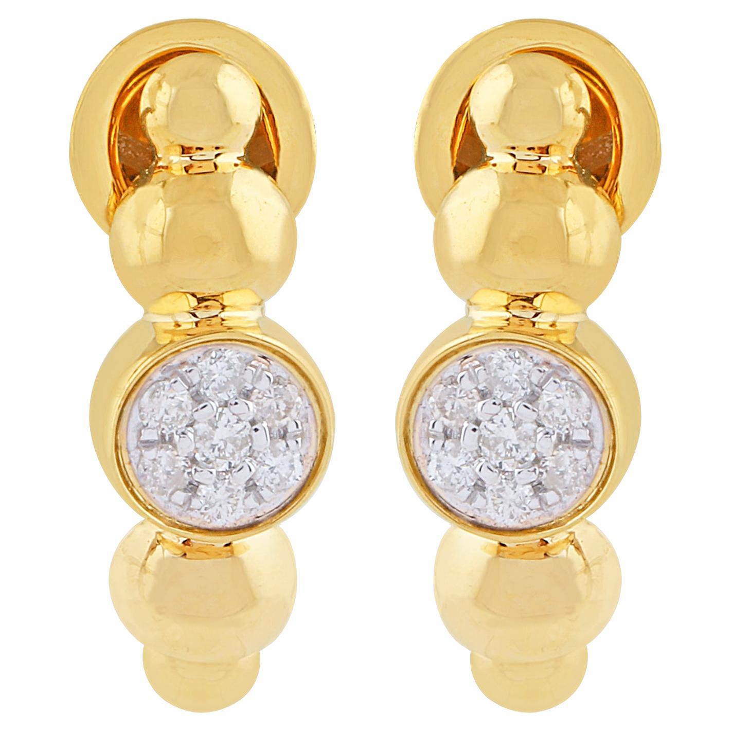 0.25 Carat SI Clarity HI Color Diamond Earrings 18 Karat Yellow Gold Jewelry For Sale
