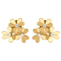 0.25 Carat SI Clarity HI Color Diamond Fine Flower Earrings 14 Karat Yellow Gold
