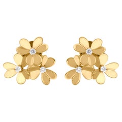 0.25 Carat SI Clarity HI Color Diamond Fine Flower Earrings 14 Karat Yellow Gold