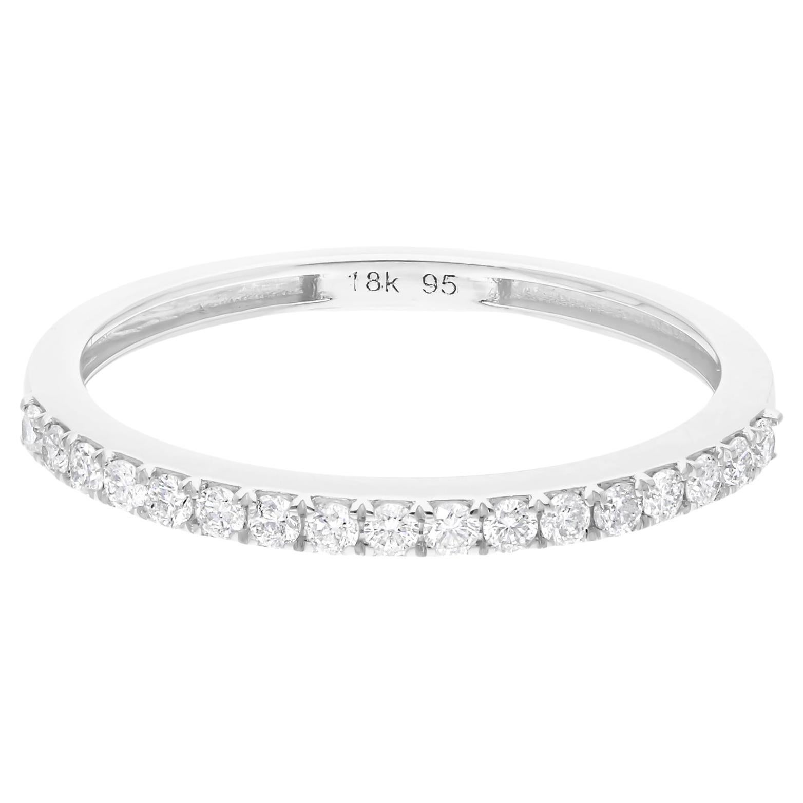0.25 Carat SI Clarity HI Color Diamond Half Eternity Band Ring 18k White Gold
