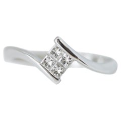 0.25 Carat Total Princess Cut Diamonds and White Gold Cocktail Ring