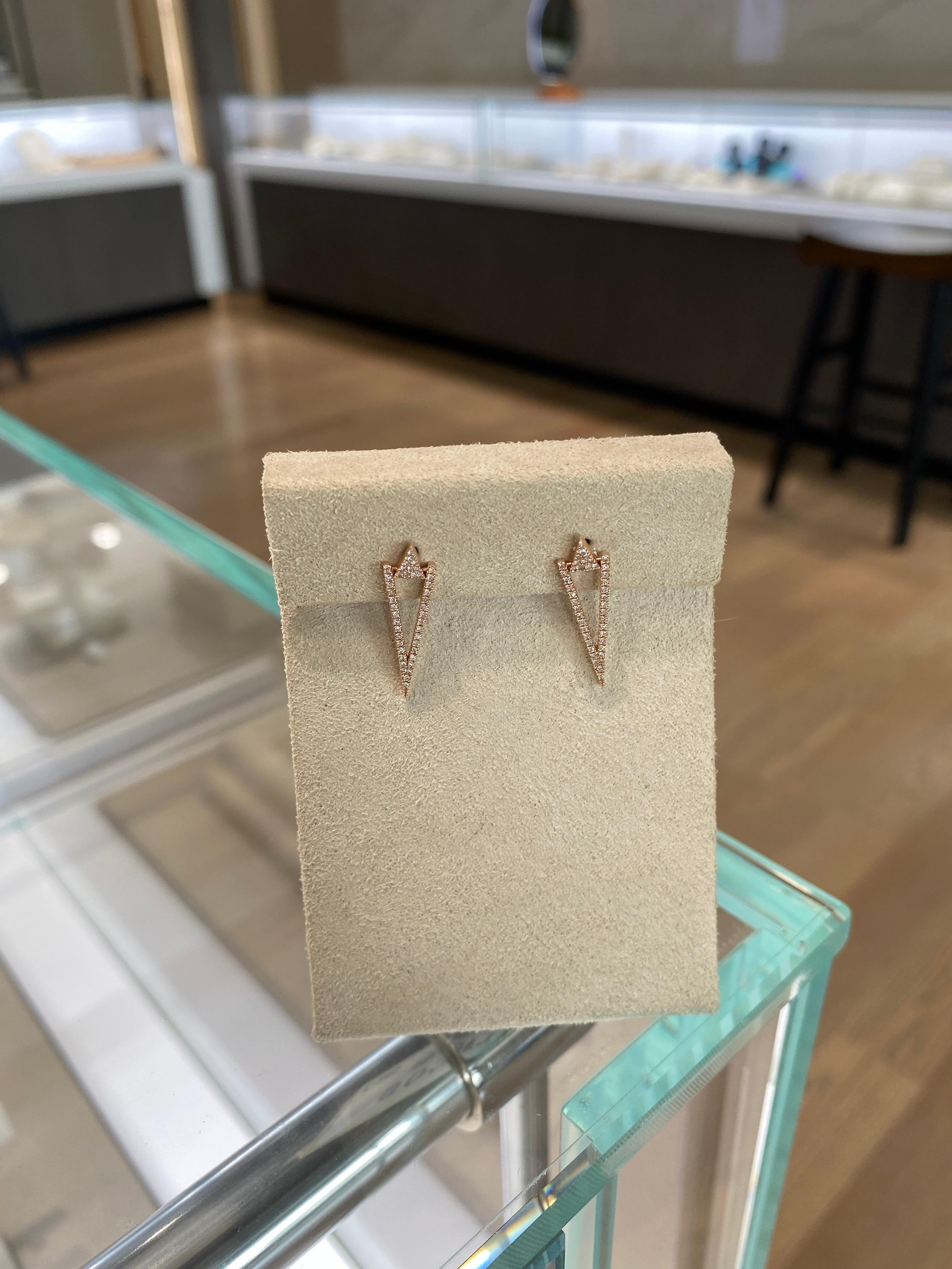0,25 Karat Gesamtgewicht runder Diamant Geometrische Ohrhänger, Roségold  im Zustand „Neu“ im Angebot in Houston, TX