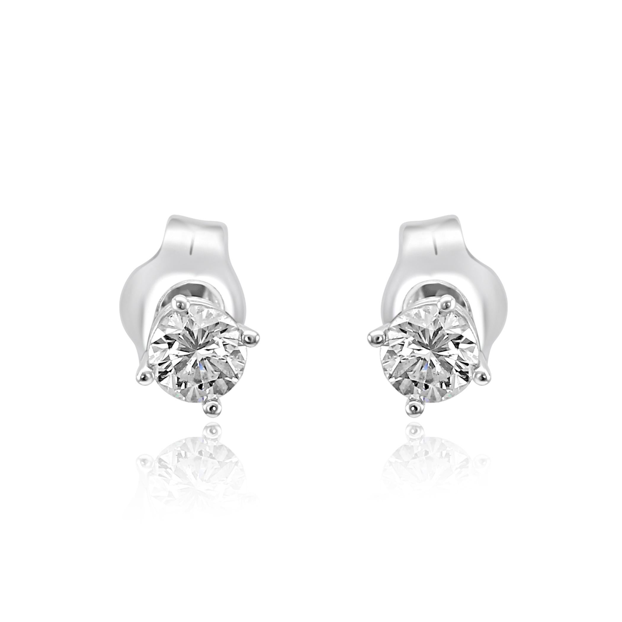 0.25 Carat Total Weight White H-I Color Si Clarity Diamond Round in 4 Prong Classic Studs in 14K White Gold Push back style.

MADE IN USA
 Style available in different price ranges, can be customized or custom made as per your requirements. Prices