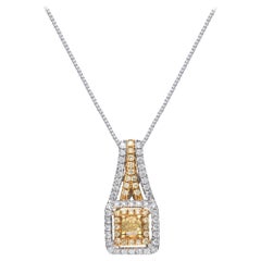 0.25 Carat Yellow Diamond 14 Karat Two-Tone Gold Pendant Necklace