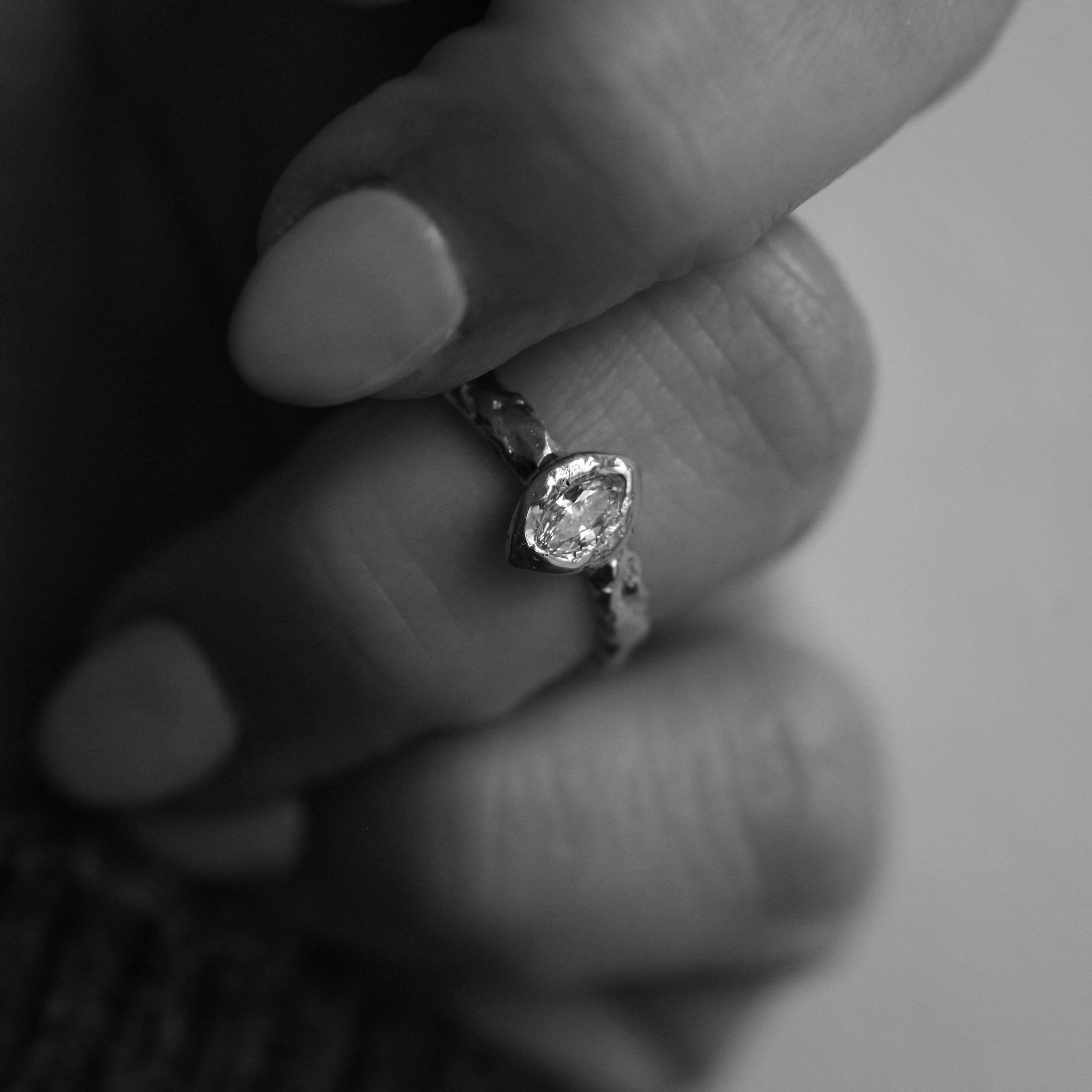 0.25 Carat Yellow Marquise Cut Diamond Gold Engagement Ring For Sale 1