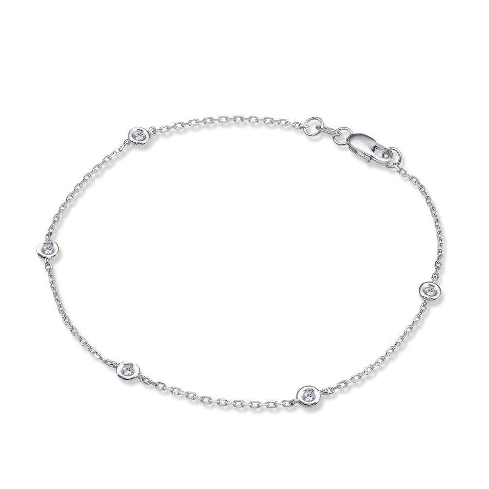 Beautiful Winter Collection 5 Stations Diamond By The Yard Bracelet 14k Gold 0.25 ctw. 7 Inch.