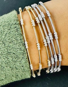 0.25 Carats Natural Diamond Flex Bangles  In 14k Gold.