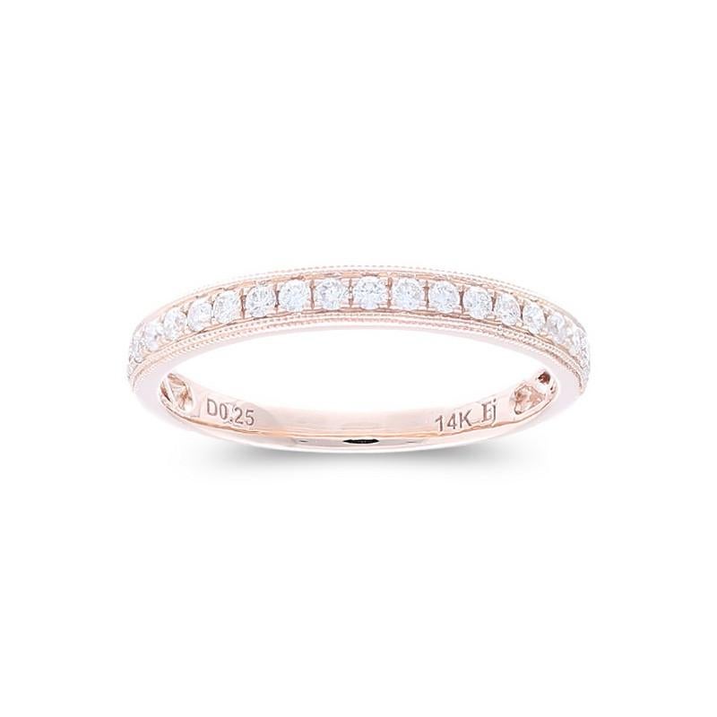 Modern 0.25 Ct Diamonds in 14K Rose Gold 1981 Classic collection Wedding Band Ring For Sale