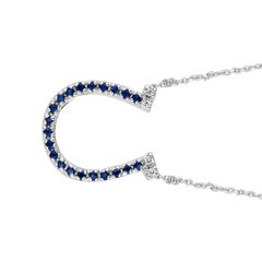 0.25 Carat Natural Sapphire and Diamond Horseshoe Necklace 14 Karat Gold G SI