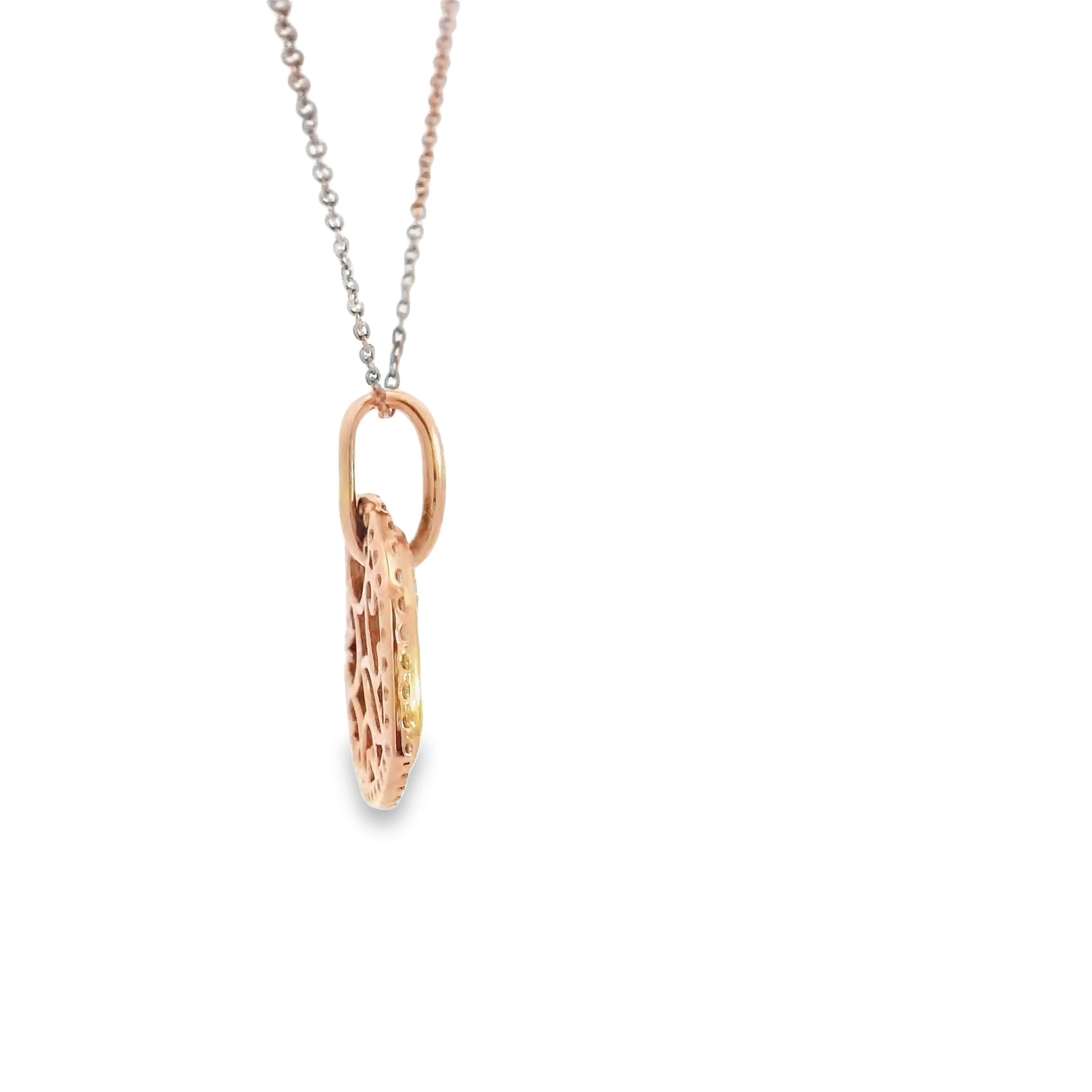 Round Cut 0.25 ctw Pink Diamond Round 14K Rose Gold Necklace For Sale