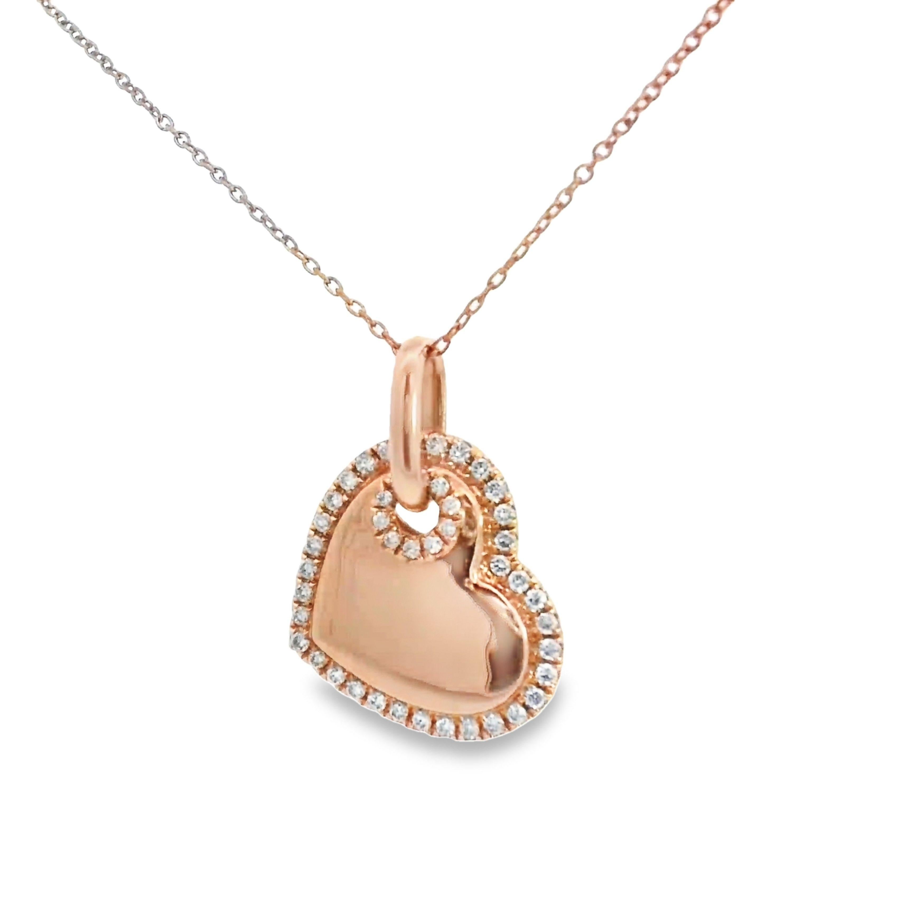 0.25 ctw Pink Diamond Round 14K Rose Gold Necklace In New Condition For Sale In New York, NY