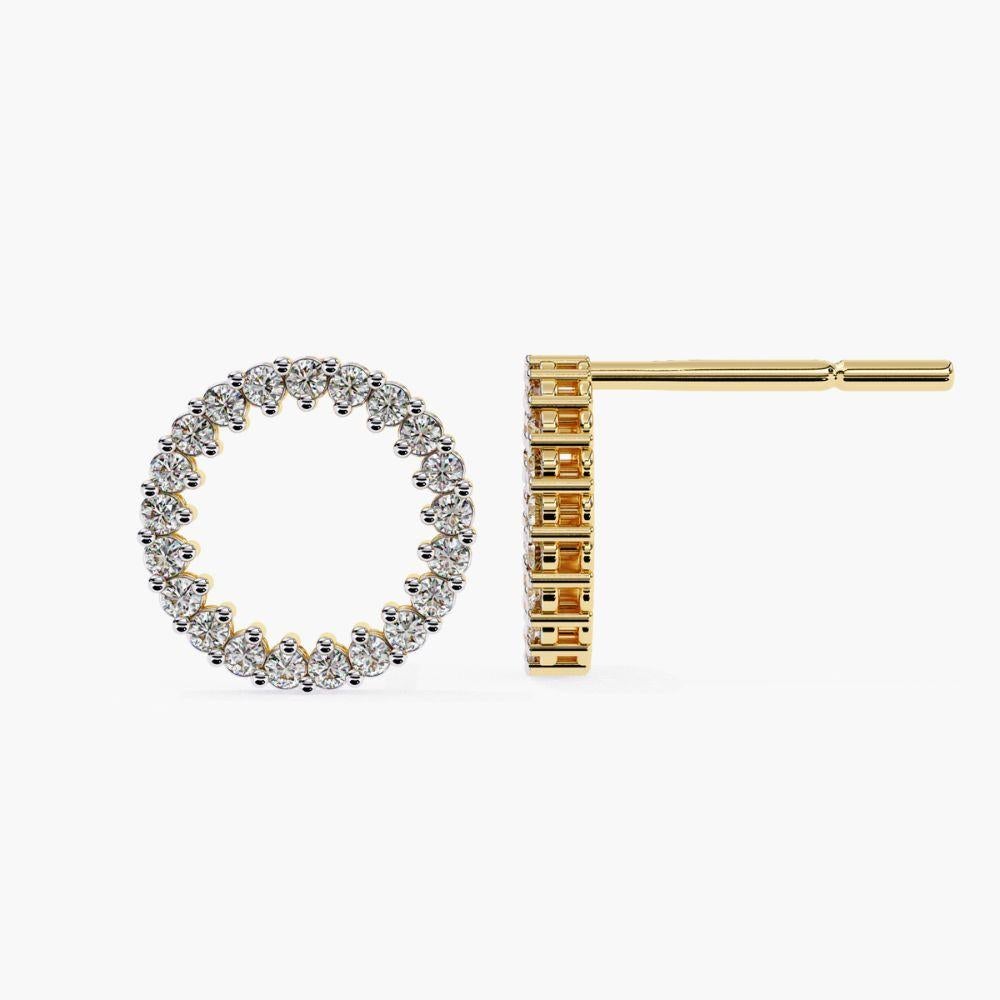 Pendientes de oro de 14 quilates con diamantes redondos de 0,25 quilates en venta 5
