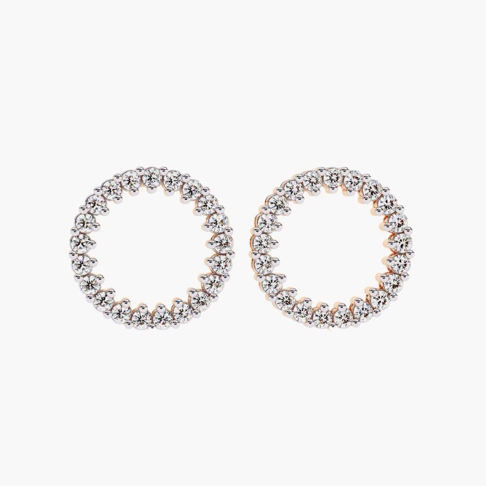 Pendientes de oro de 14 quilates con diamantes redondos de 0,25 quilates en venta 7