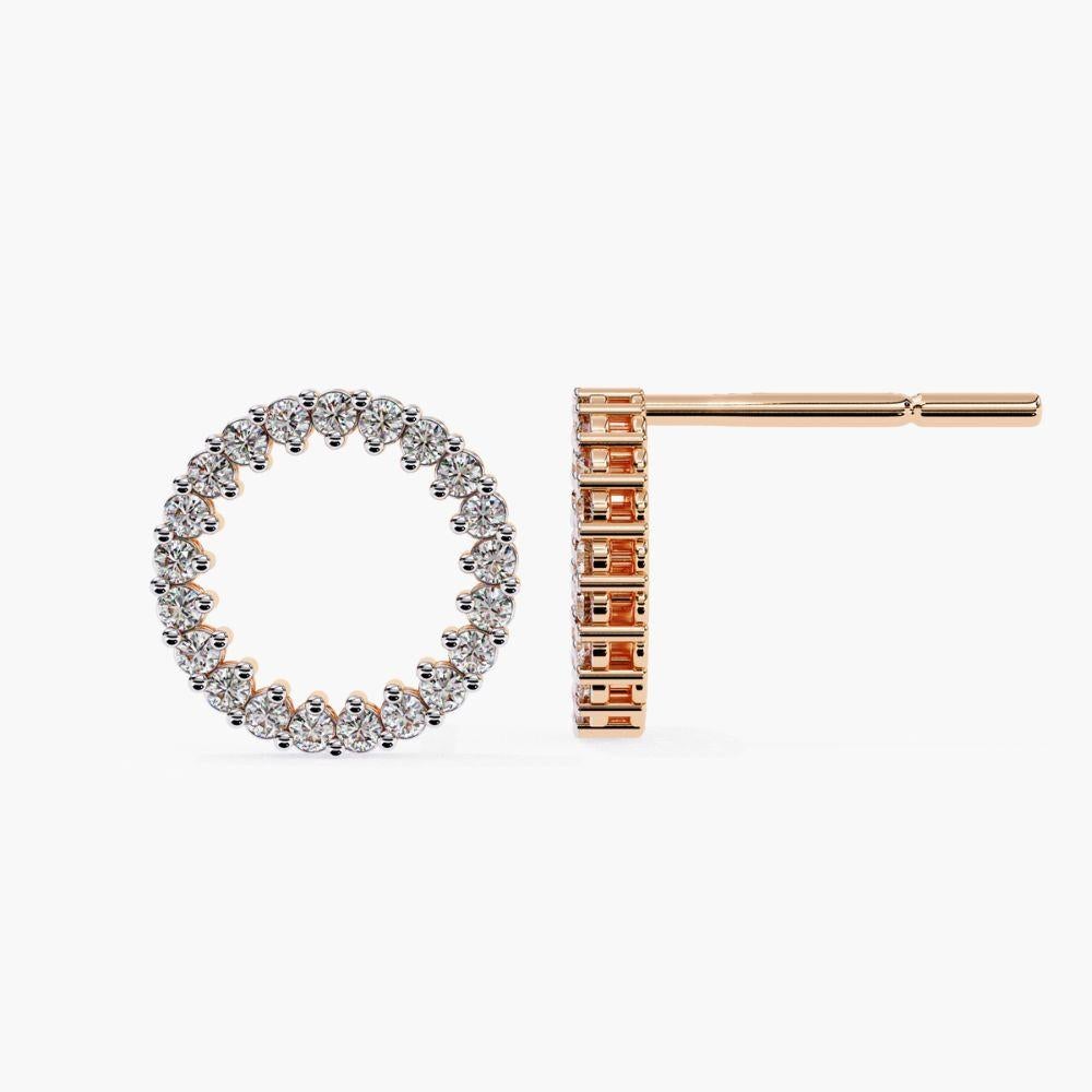 Pendientes de oro de 14 quilates con diamantes redondos de 0,25 quilates en venta 10