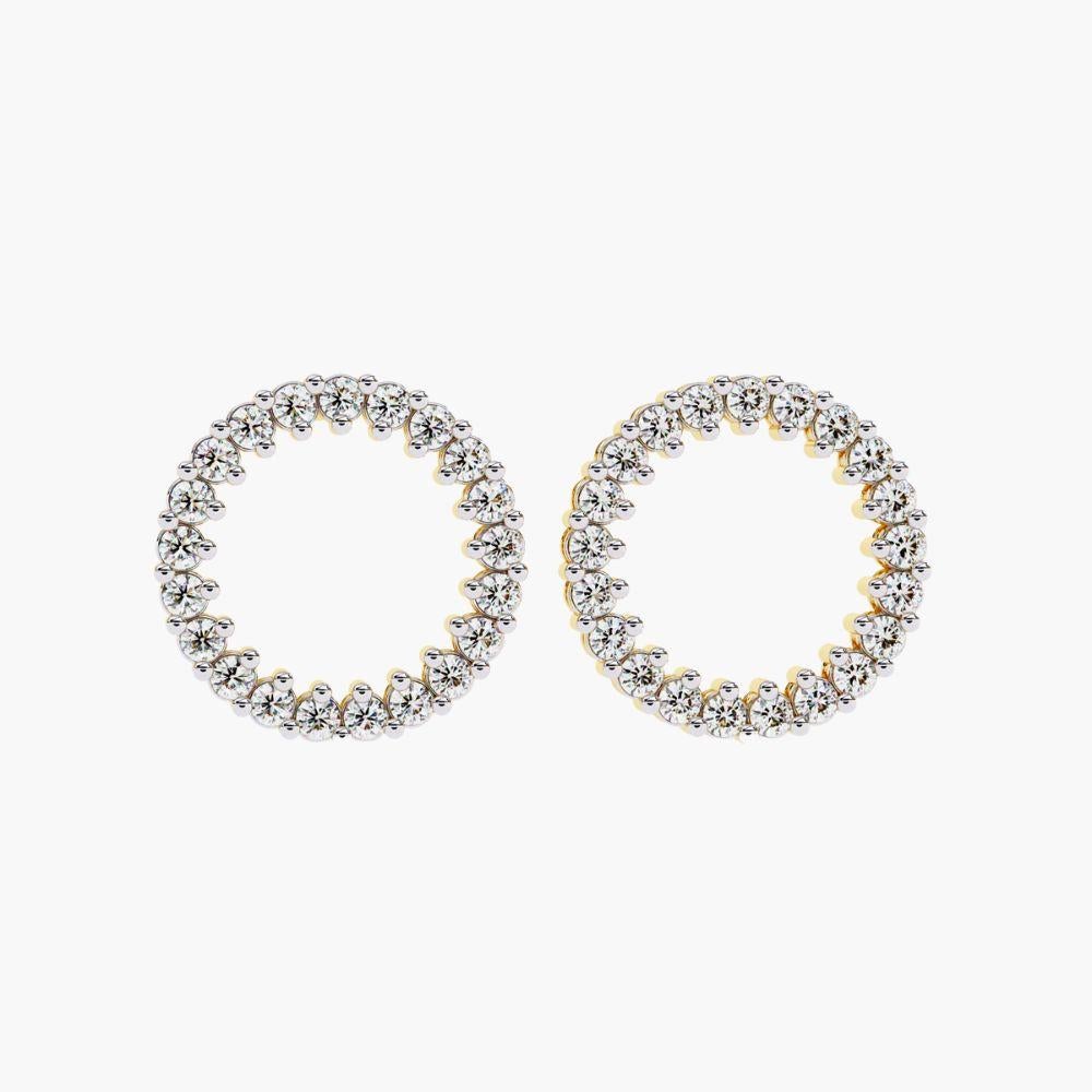 Pendientes de oro de 14 quilates con diamantes redondos de 0,25 quilates en venta 2
