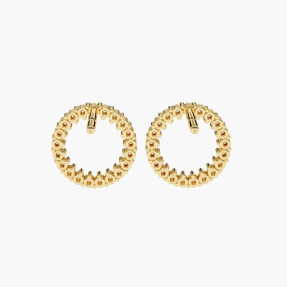 Pendientes de oro de 14 quilates con diamantes redondos de 0,25 quilates en venta 3