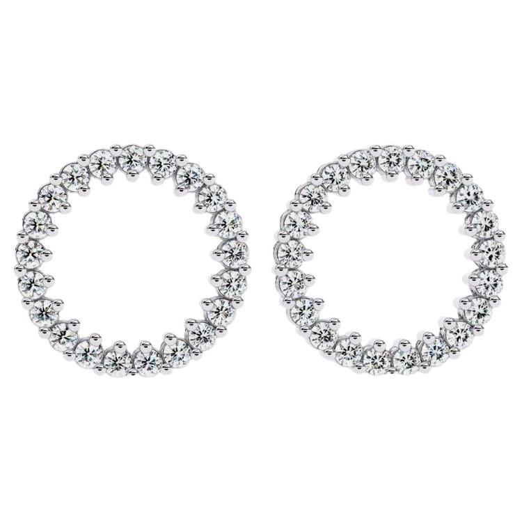 0.25 Ctw Round-Cut Diamond Circle Stud Earrings 14K Gold