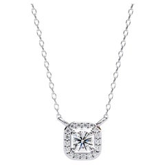 0.25 Ctw Solitaire Diamond Square Halo Necklace 14K Gold