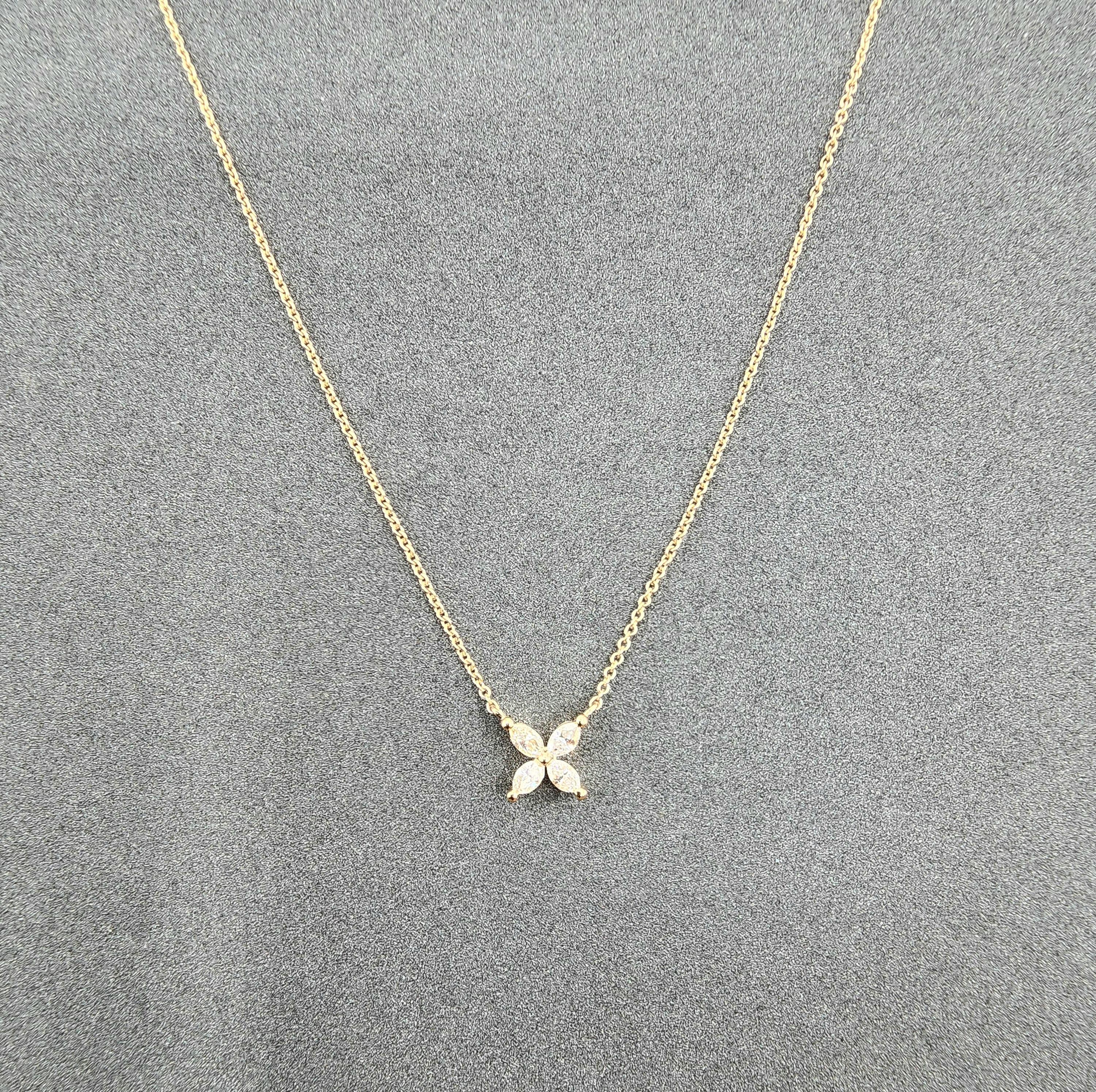 da uomo o donna 0,25 Ciondolo con diamante a fiore Marquis in vendita