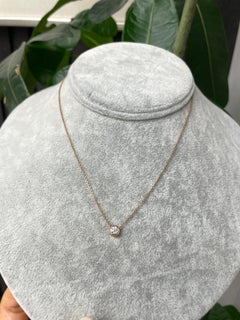 0.25ct Bezel Set Solitaire Diamond Necklace in 18k Rose Gold