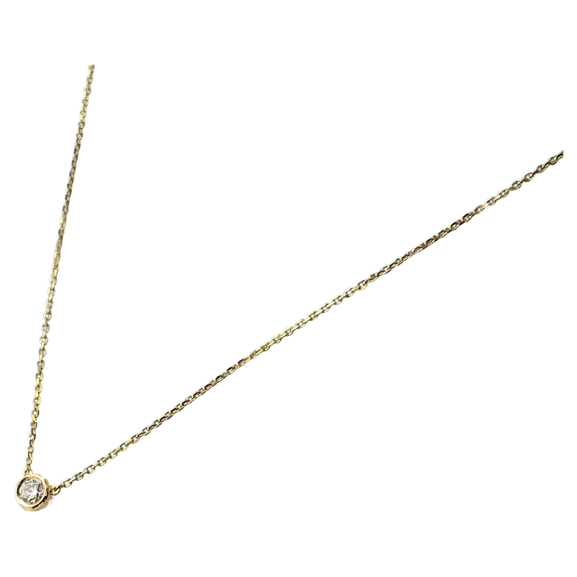 0.25 Karat Solitär-Diamant-Halskette aus 18 Karat Gelbgold mit Lünettenfassung