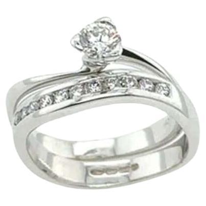 0.25ct Classic Solitaire Diamond Ring with Wedding Band in 18ct White Gold For Sale