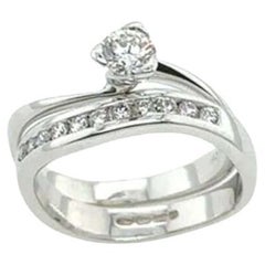 0,25 ct Anillo de Diamante Solitario Clásico con Alianza en Oro Blanco de 18 ct