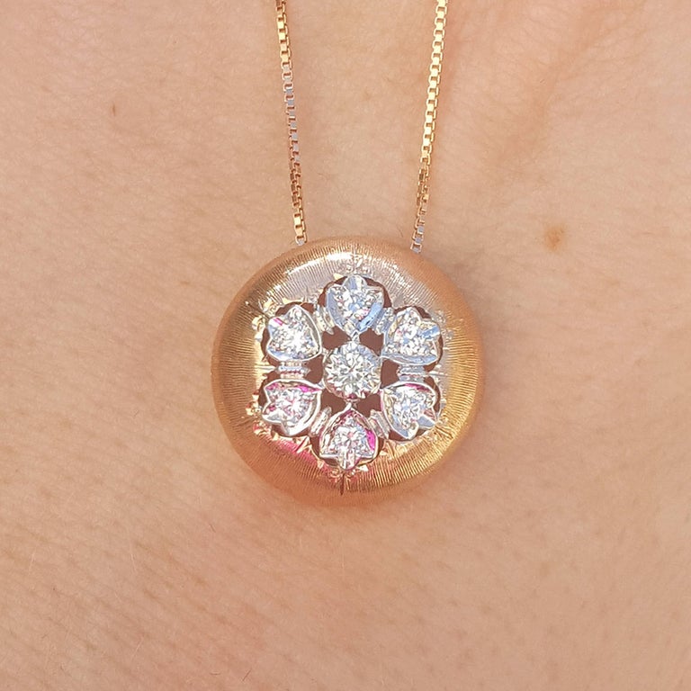Diamond and 18Kt Rose Gold Pendant Necklace, Handmade in ...