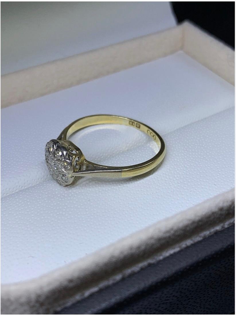 0.25ct Diamond antique chunky solitaire engagement ring in 18ct yellow gold For Sale 2