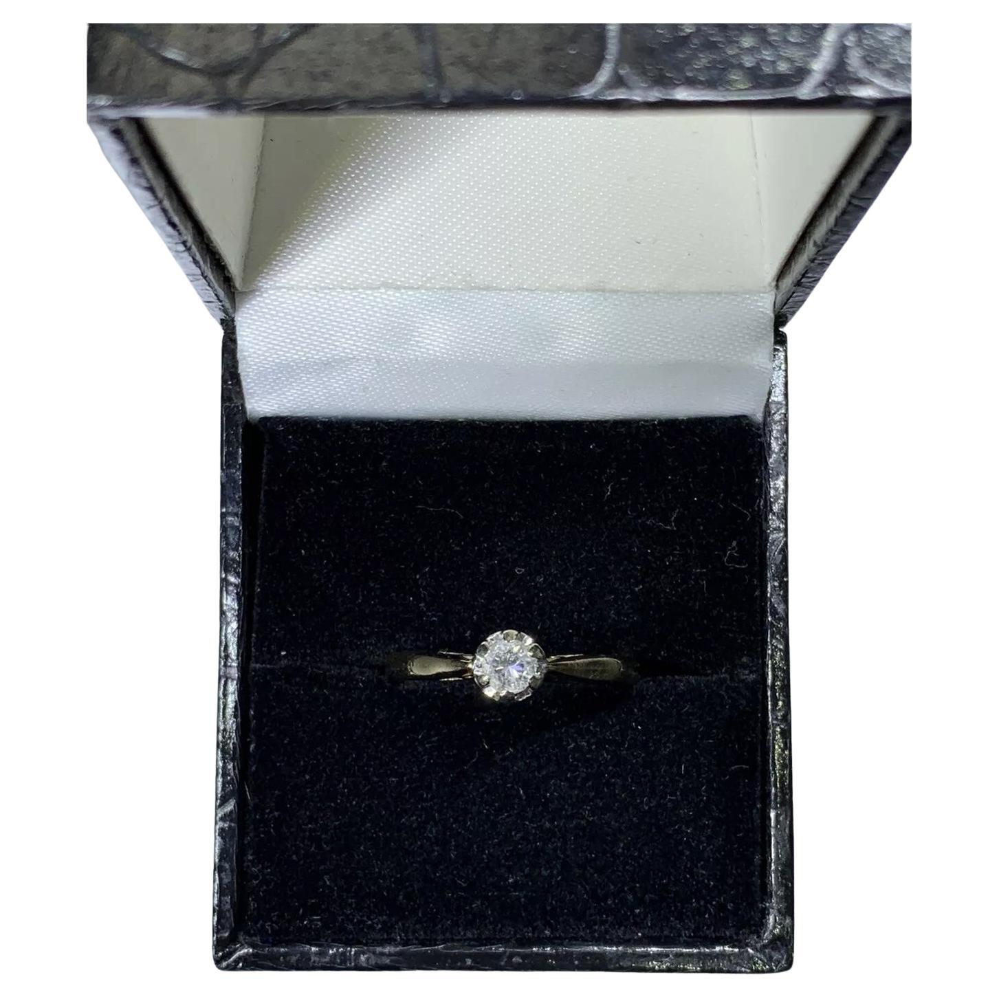 0.25ct Diamond Antique Solitaire Engagement Ring 9ct Yellow Gold