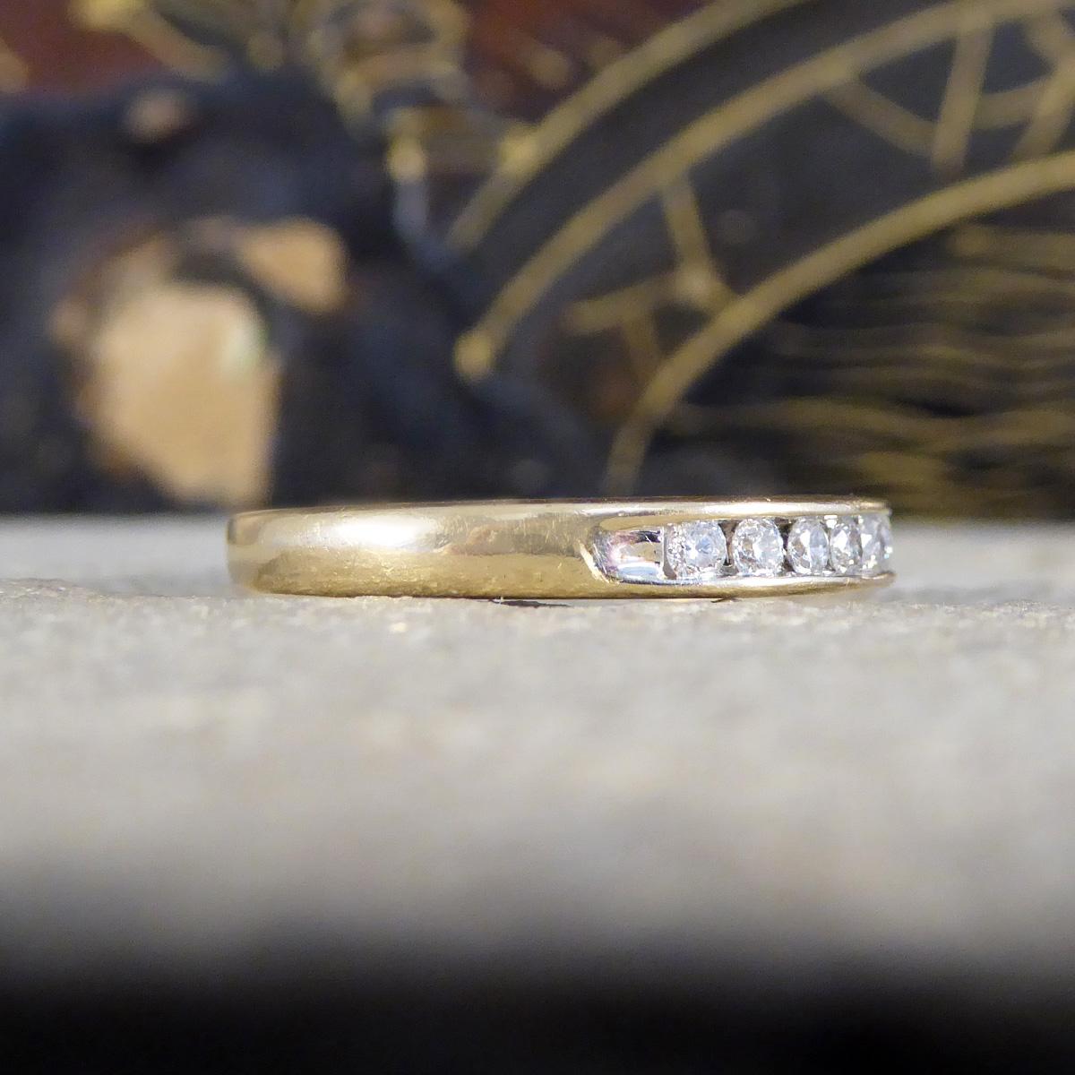 Contemporary 0.25ct Diamond Channel Set Half Eternity Ring in 9ct Yellow Gold