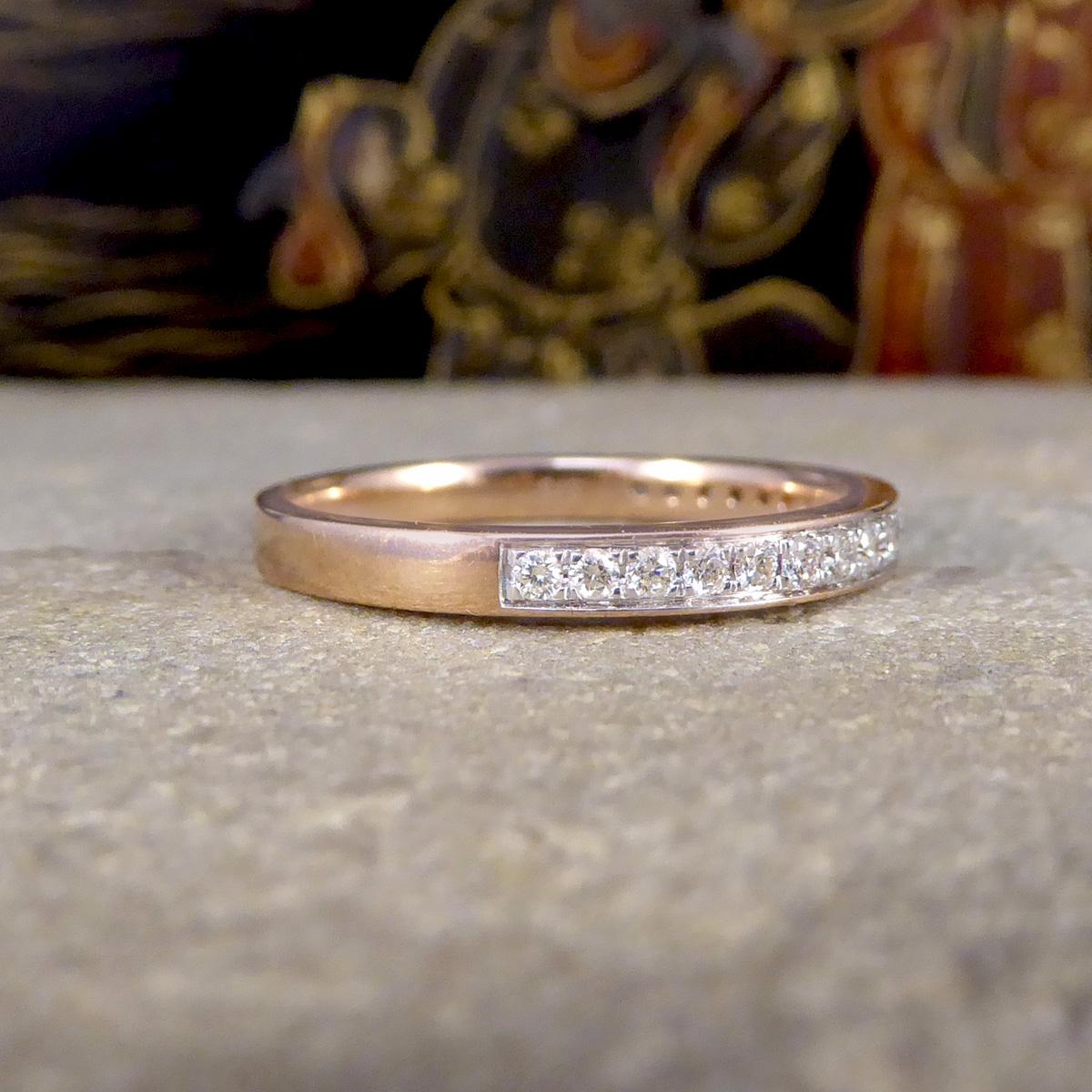 Modern 0.25ct Diamond Channel Set Half Eternity Ring in Rose Gold