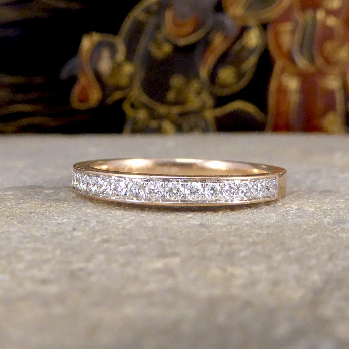 0.25ct Diamond Channel Set Half Eternity Ring in Rose Gold In New Condition In Yorkshire, West Yorkshire