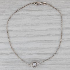 0,25ct Diamond Solitaire Armband 14k Gold Platin Charme 7,5" Kabelkette