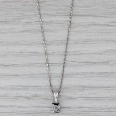 0.25ct Diamond Solitaire Pendant Necklace 14k White Gold 19" Box Chain