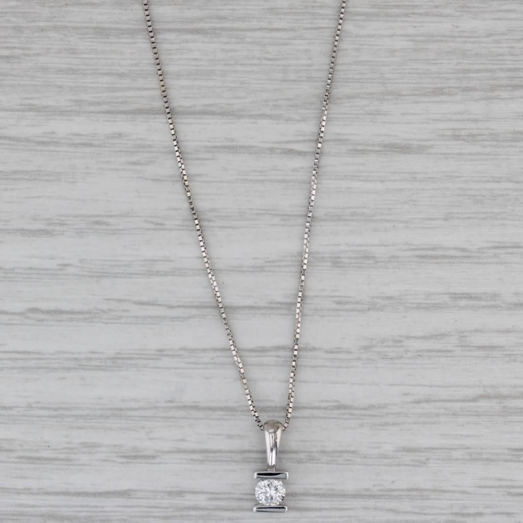 Collier pendentif solitaire en diamant de 0,25ct en or blanc 14k Chaîne de 19